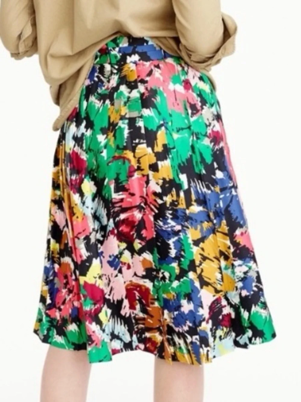 NWT J. Crew Double Pleated Floral Silk Skirt Womens Size 6 Tall